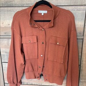 Marled Terracotta Button-Up Cardigan